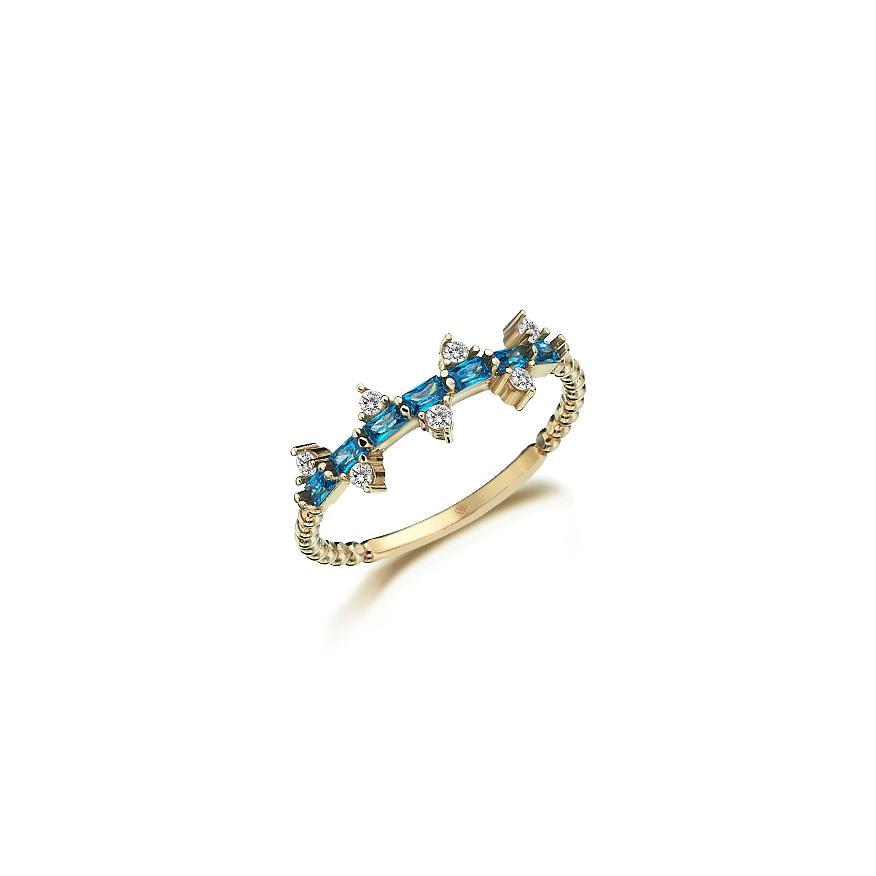 Aqua Zig Zag Ring - 1