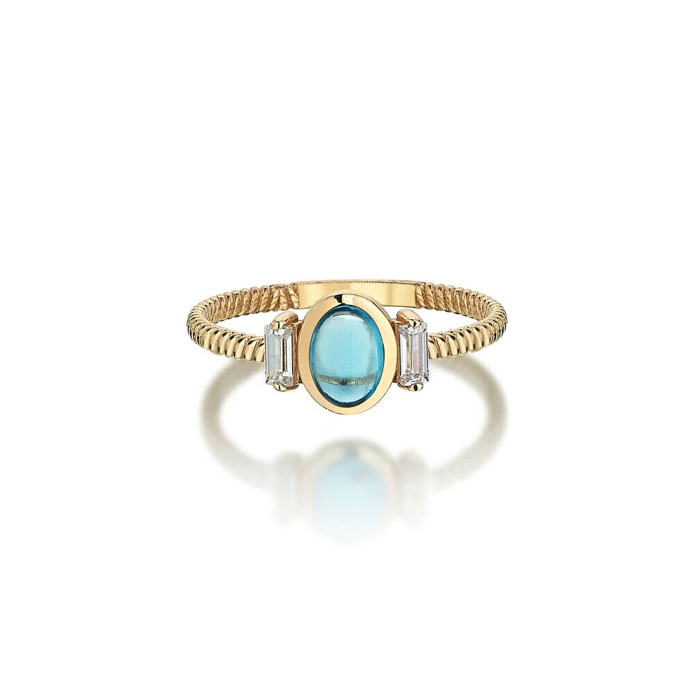 Circle Blue Topaz Ring - 3