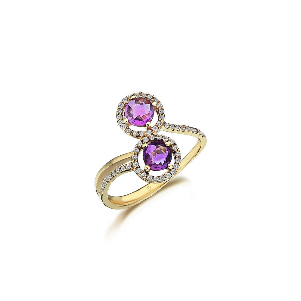 Crossing Amethyst Diamond Ring - 1