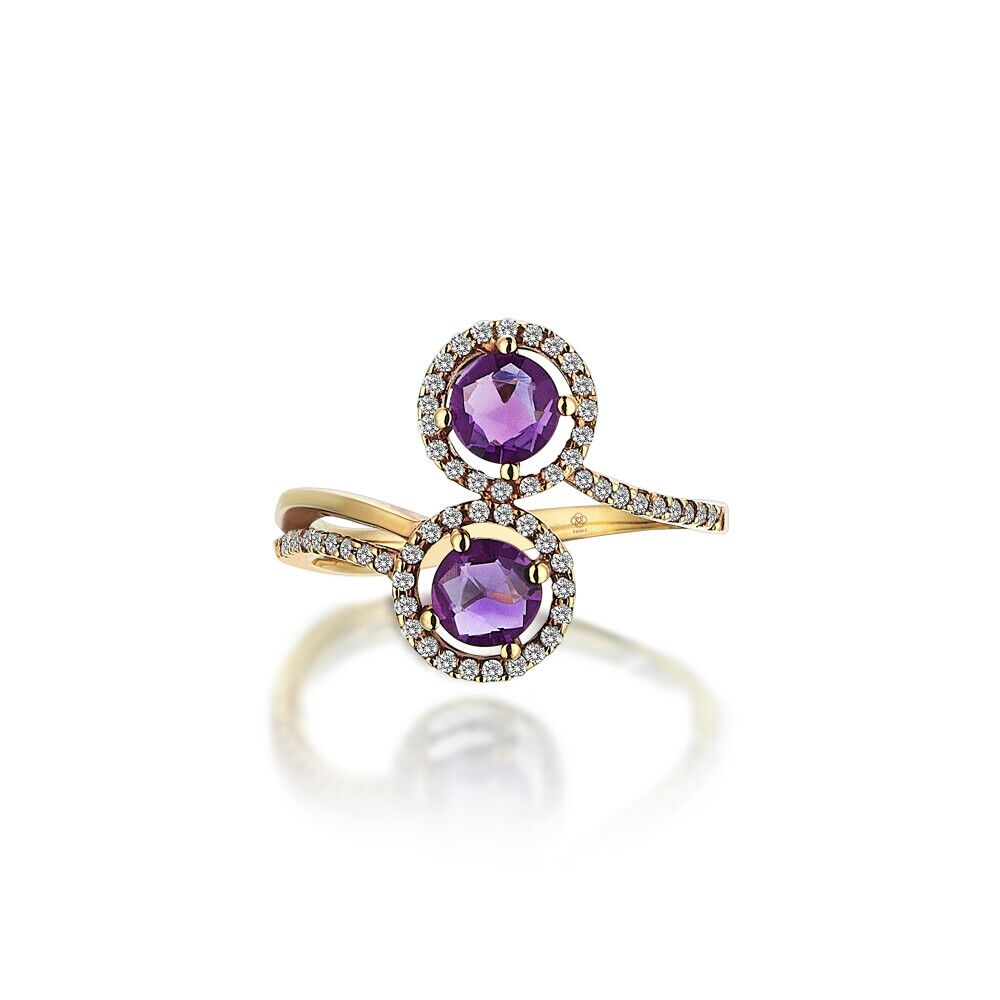 Crossing Amethyst Diamond Ring - 2