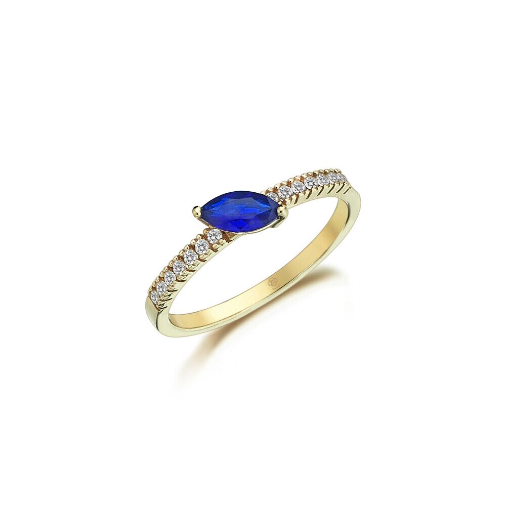 Curvy Blue Stone Ring - 1