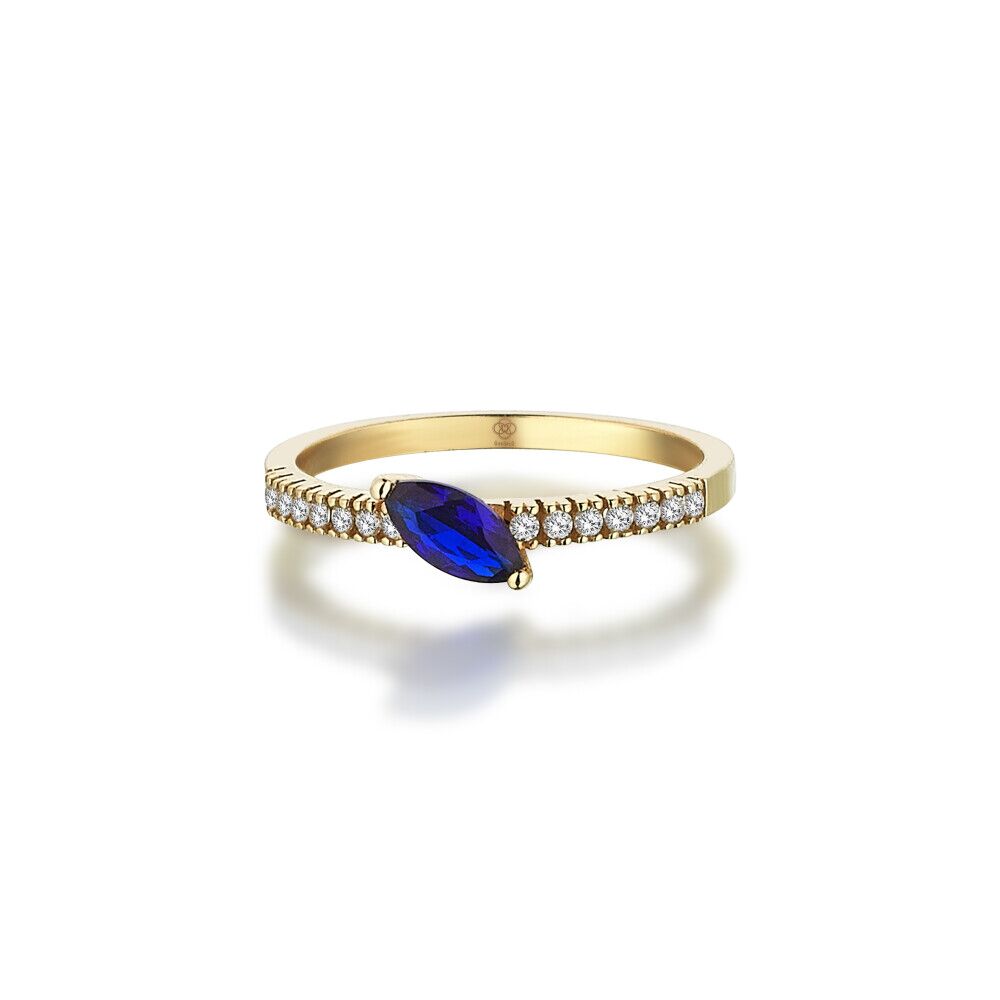 Curvy Blue Stone Ring - 2