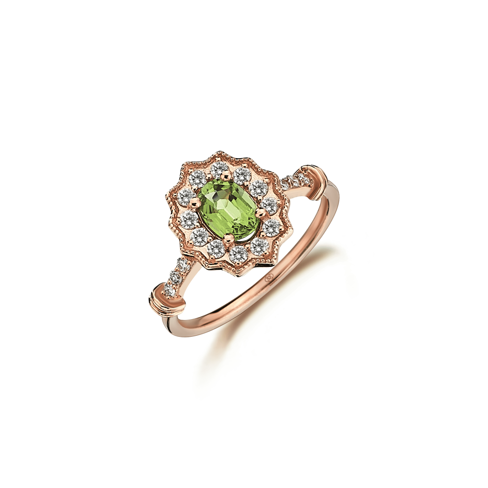 Diamond Olive Rose Ring - 1