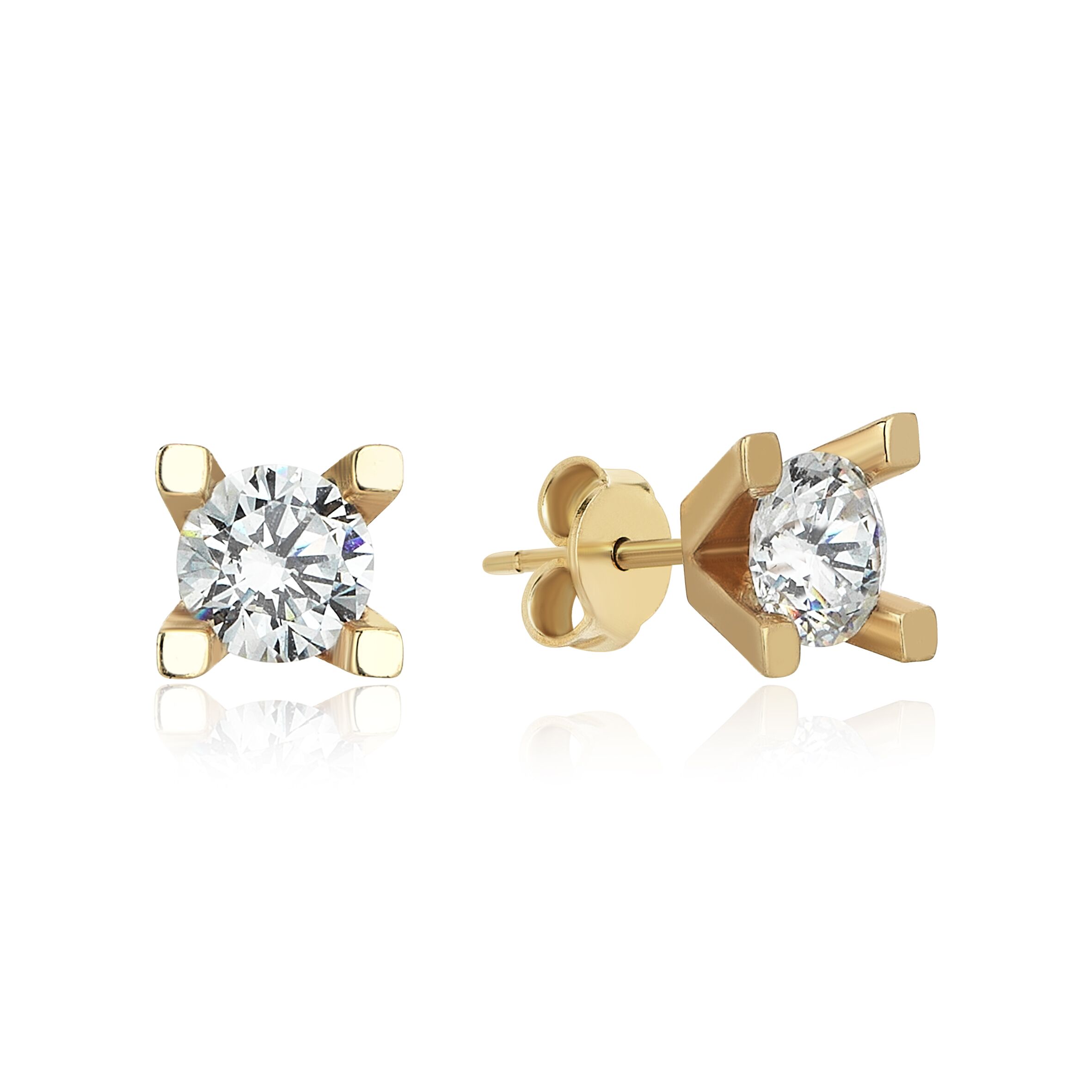 Golden Solitaire Earring - 1