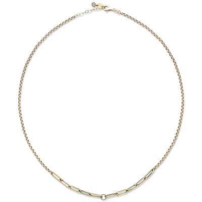 Linked Paperclip and Curb Chain Necklace - 1