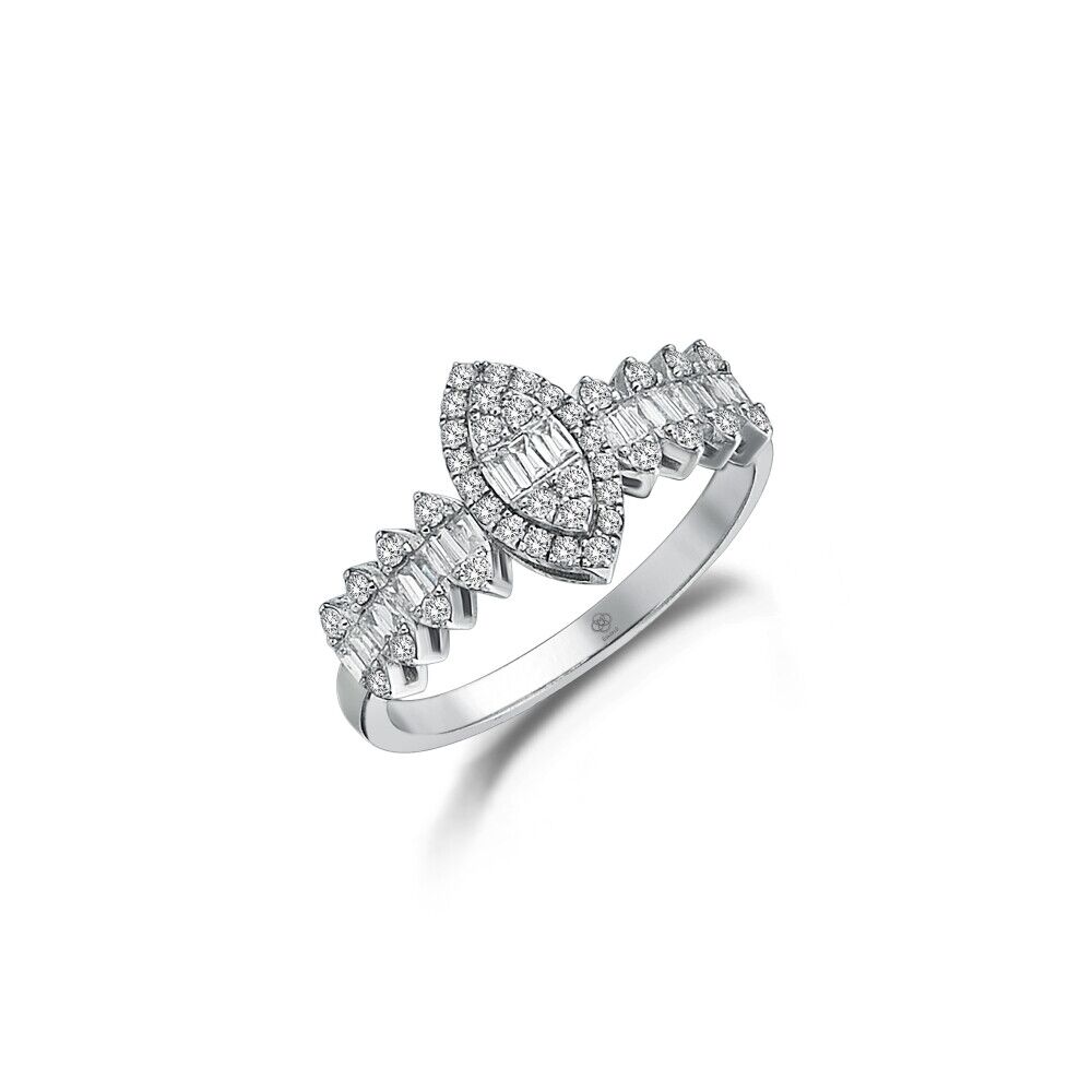 Marquise Baguette Half Eternity Diamond Ring - 1