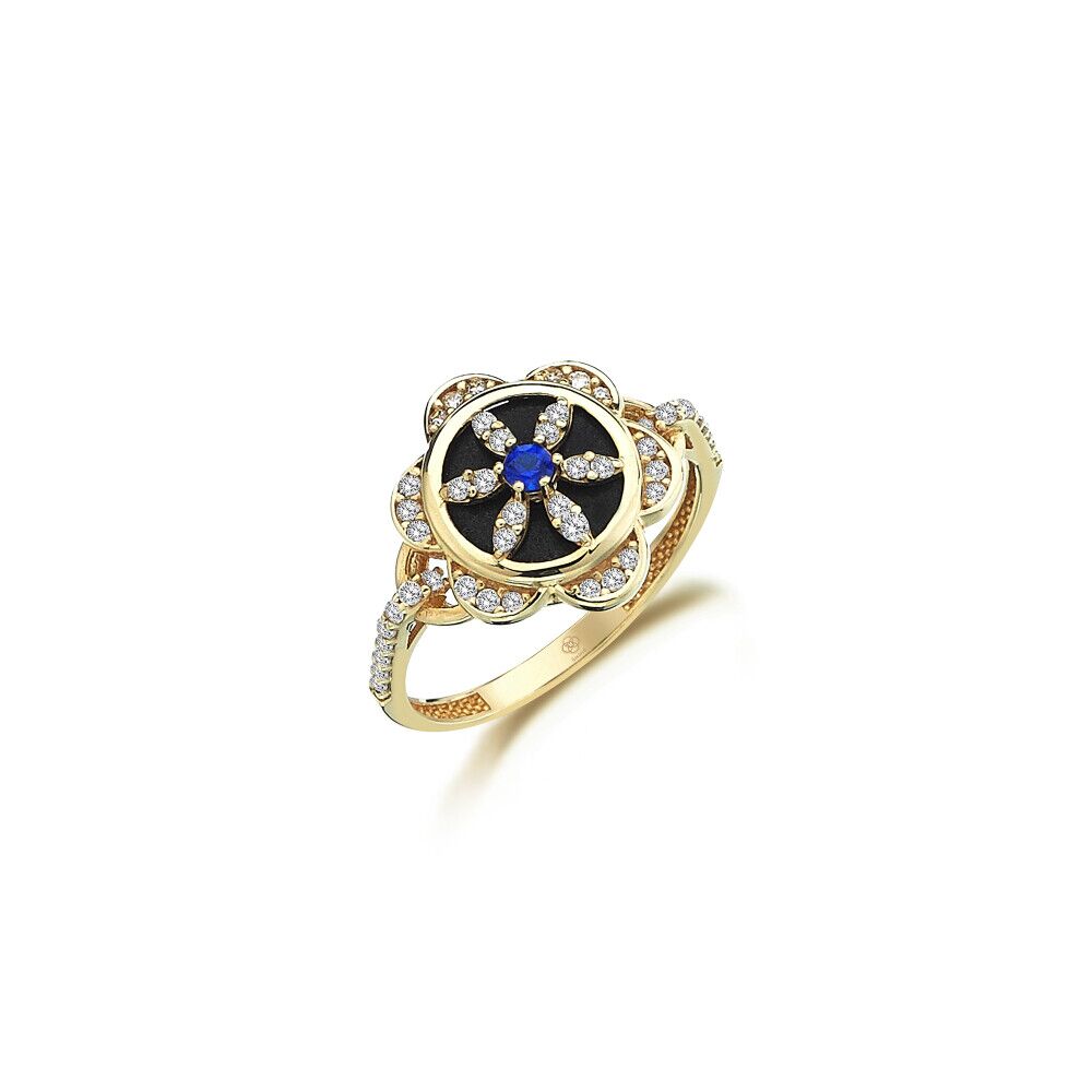 Onyx Flower Ring - 1