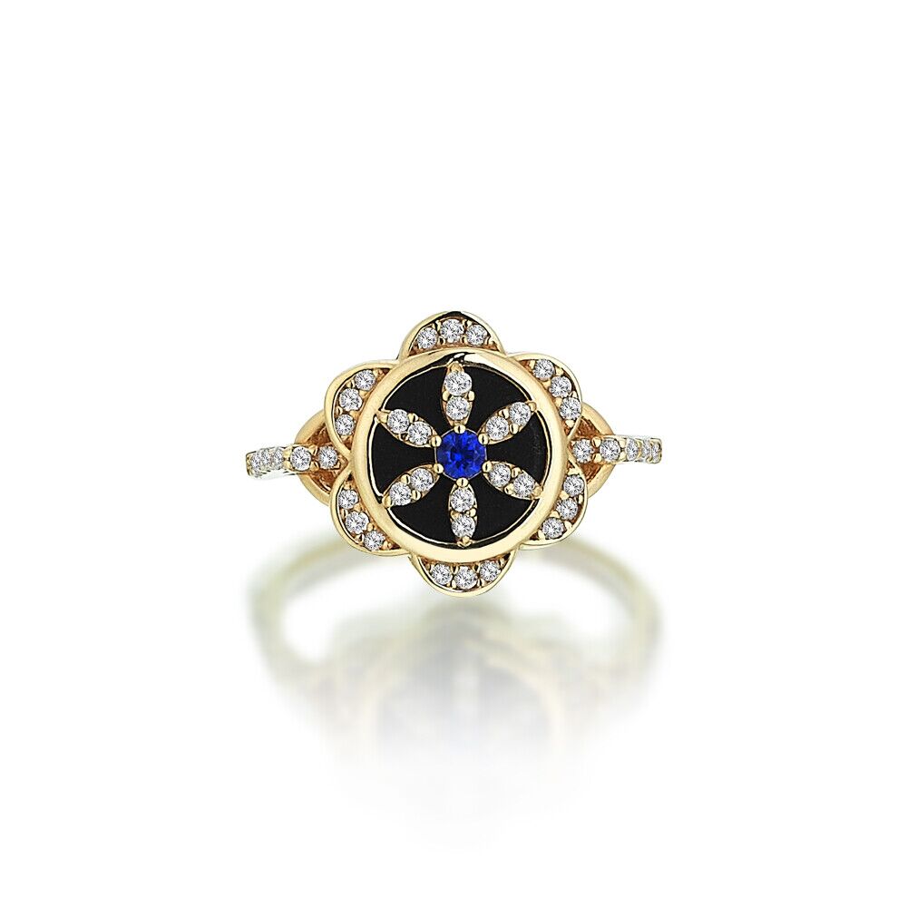 Onyx Flower Ring - 2