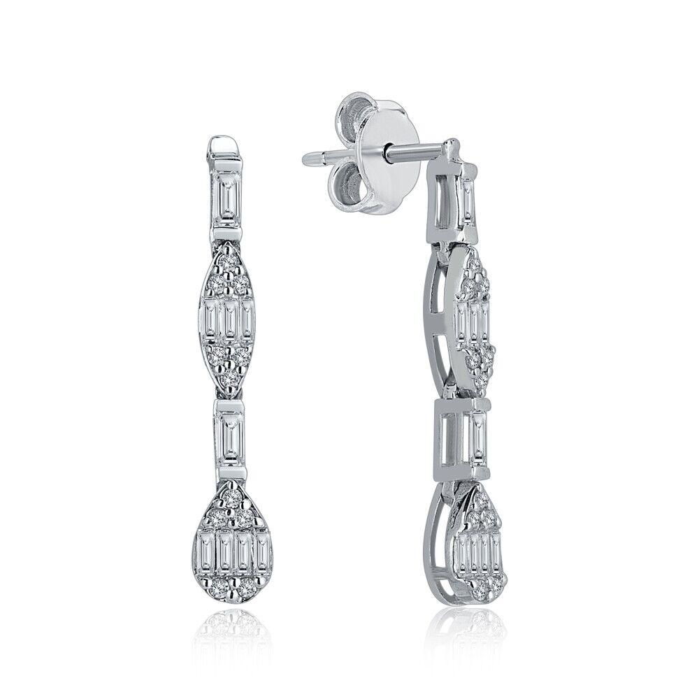 Drop Line Baguette Diamond Earring - 1