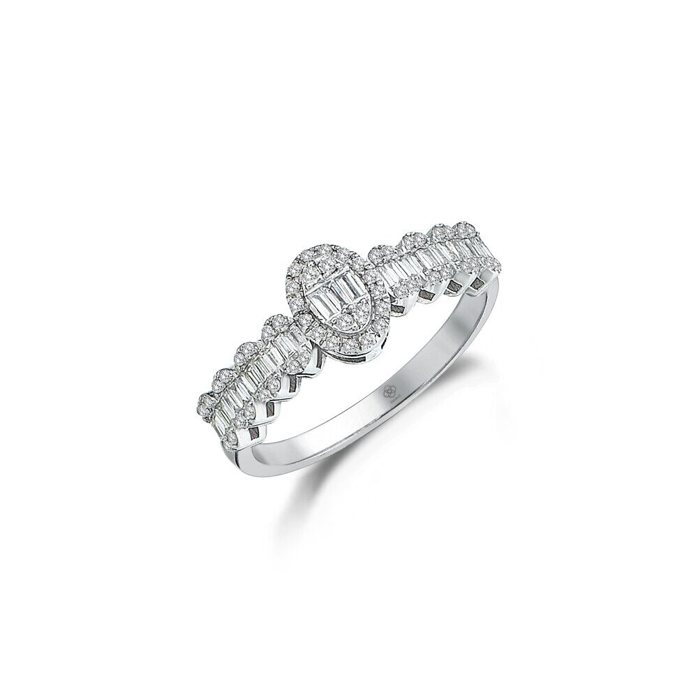 Oval Baguette Half Eternity Diamond Ring - 1