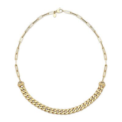 Paperclip and Curb Chain Necklace - 1