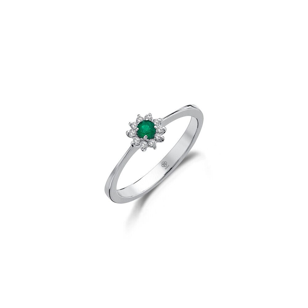 Petite Emerald Diamond Ring - 1