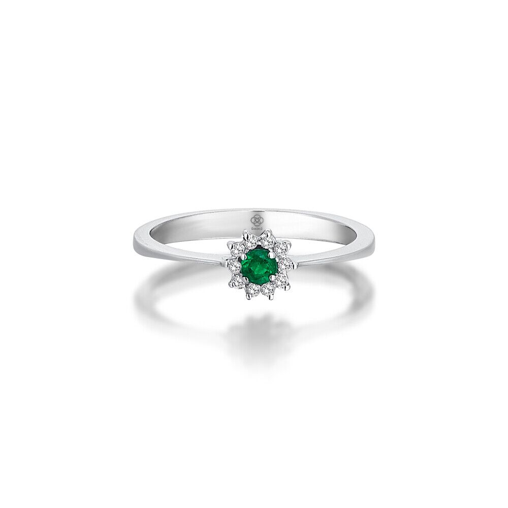 Petite Emerald Diamond Ring - 2