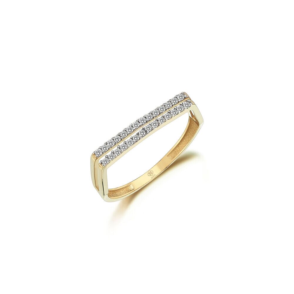 Petite Stoned Double Line Ring - 1