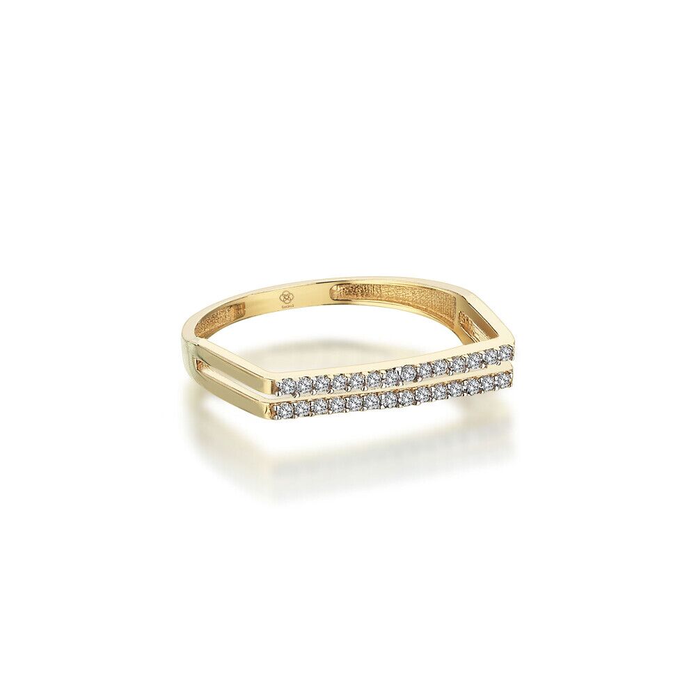 Petite Stoned Double Line Ring - 2